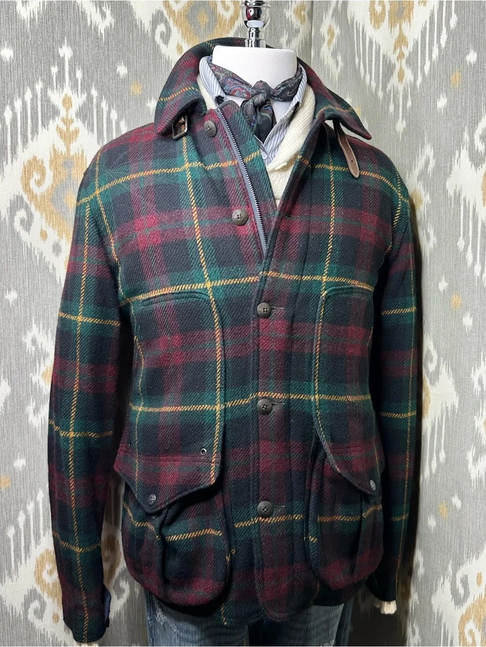 Polo Ralph Lauren Tartan Plaid Brushed Wool Alpaca Twill Sporting Jacket